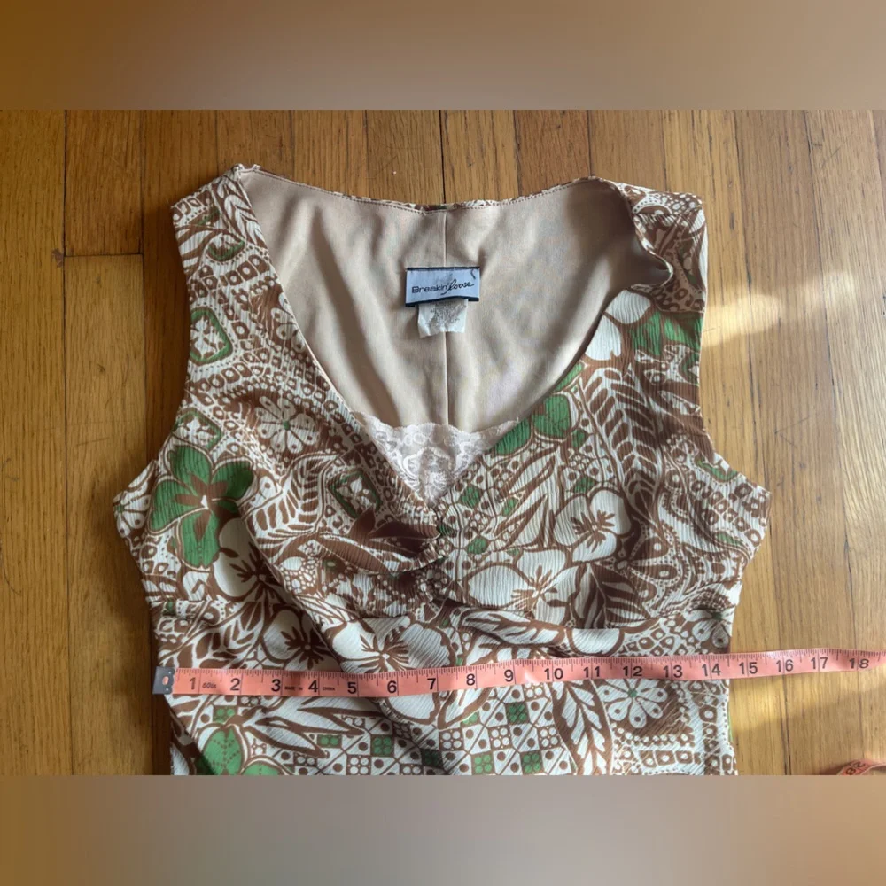 90s-Y2K Vintage Brown floral Sundress - Picture 6 of 9